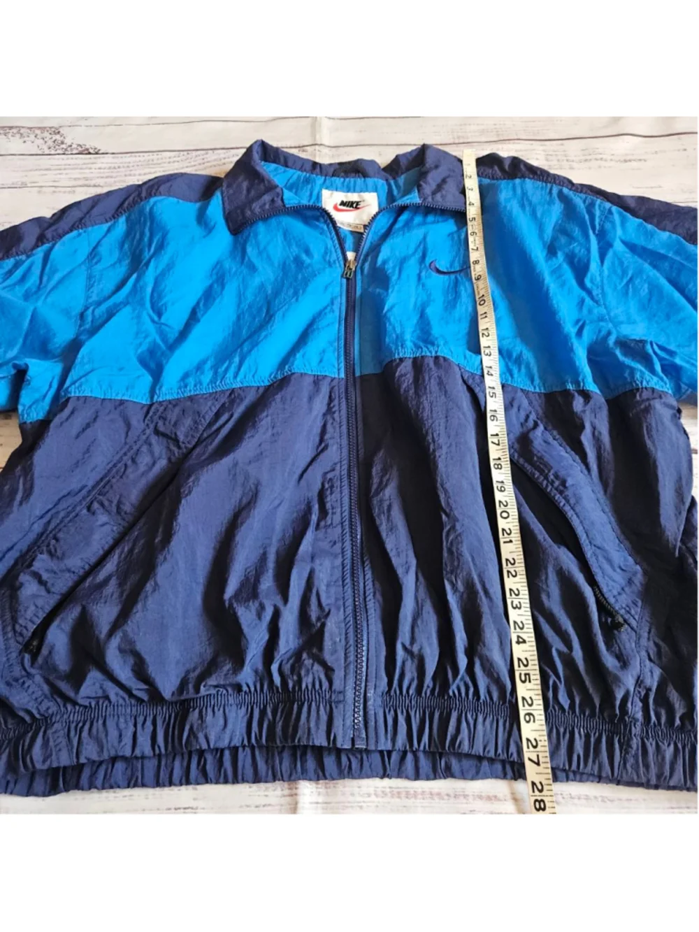 Vintage Nike Spellout Colorblock Blue Windbreaker Full Zip Jacket Mens XL